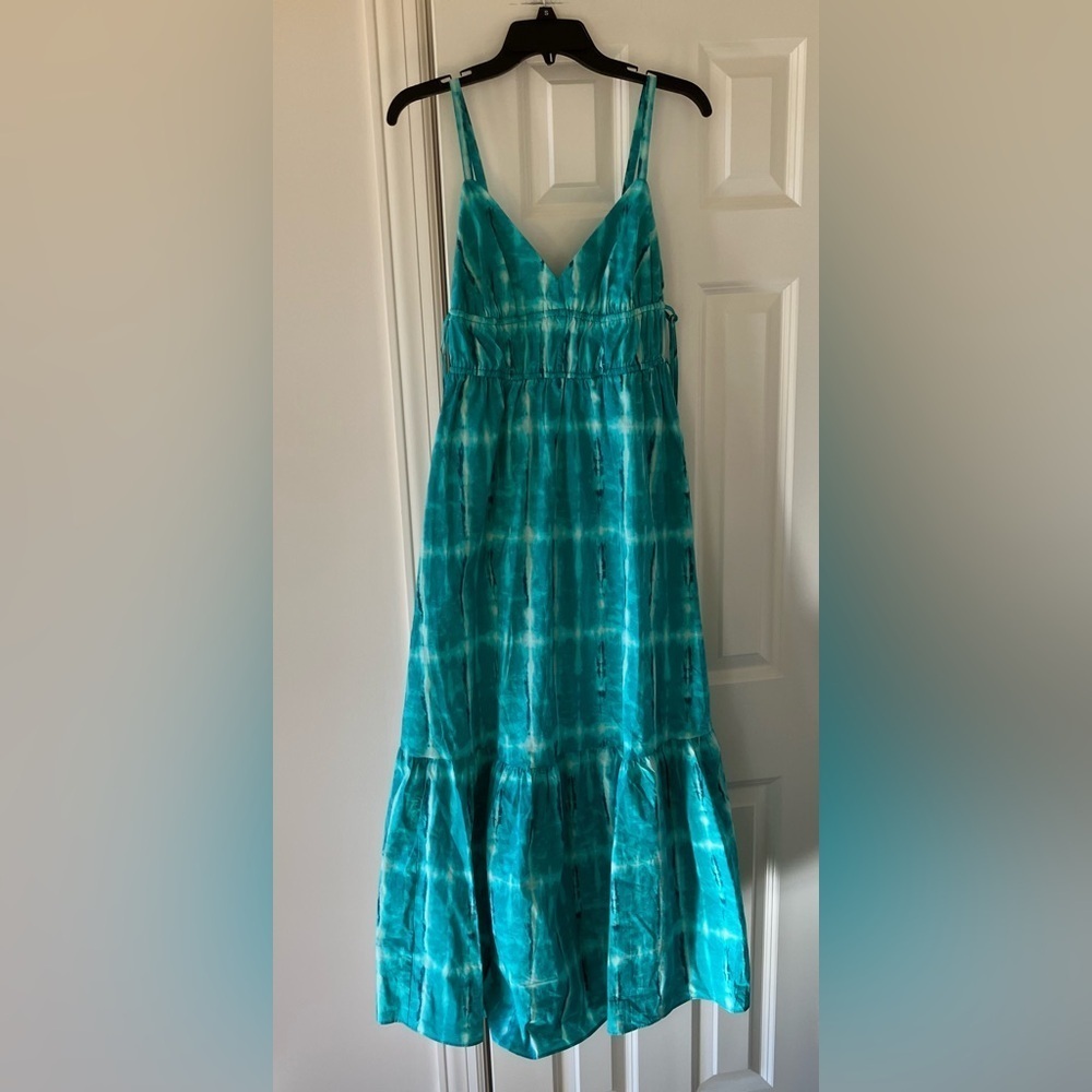 NWT INC International Concepts Women's Tie-dye Aqua Blue Maxi Dress (XS) - Picture 3 of 10